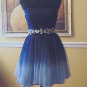 Ombre Blue Strapless Dresses